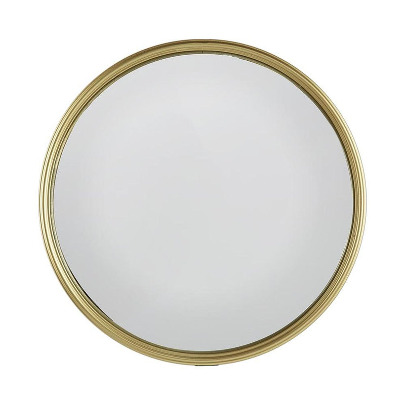 15" Gold Round Iron Textured Framed Accent Mirror