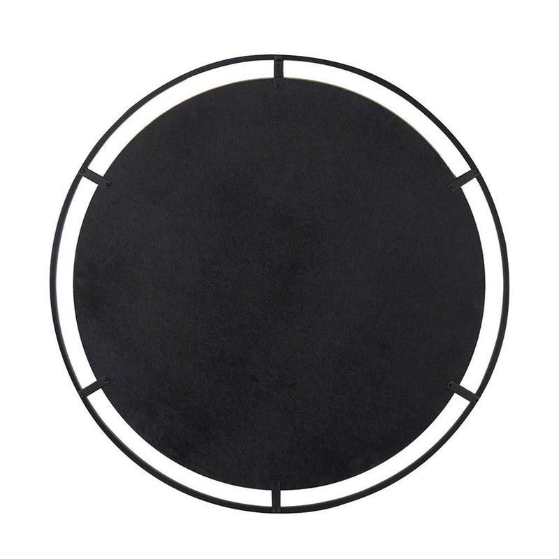 32" Black Round Iron Framed Accent Mirror