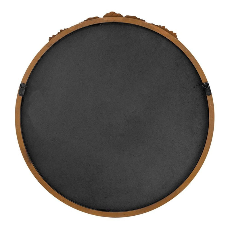 30" Brown Crowned Top Antiqued Glass Framed Accent Mirror