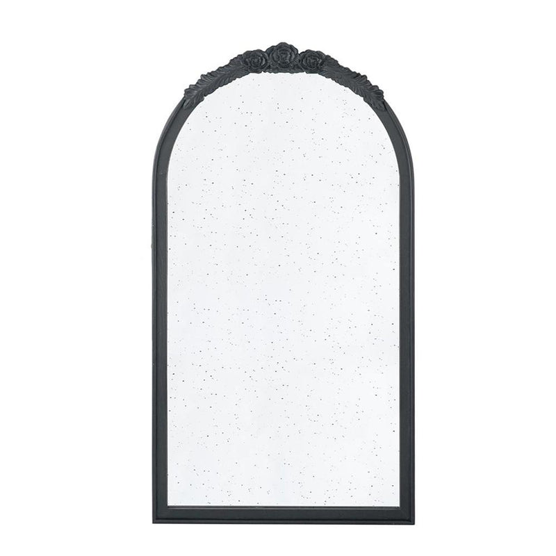 42" Black Crowned Top Antiqued Glass Arch Framed Accent Mirror