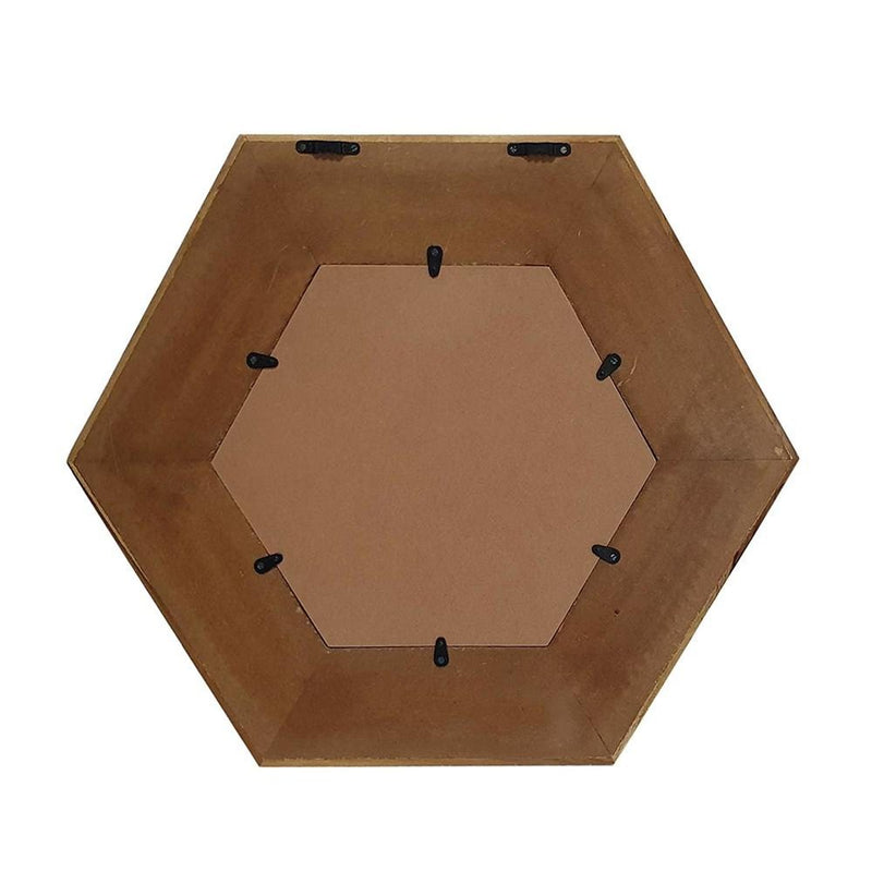 19" Natural Hexagon Solid Wood Framed Accent Mirror