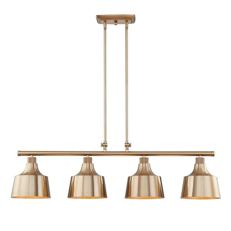 Gold Kitchen Island Four Light Metal Dimmable Chandelier With Gold Shades
