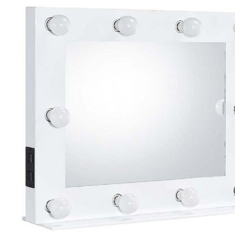 26" White Metal Framed Mounted Accent Mirror