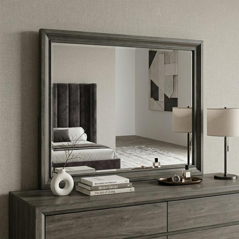36" Gray Wood Framed Mounted Dresser Mirror