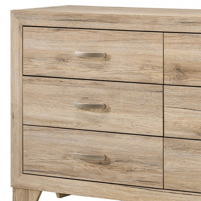 59" Natural Wood Six Drawer Double Dresser