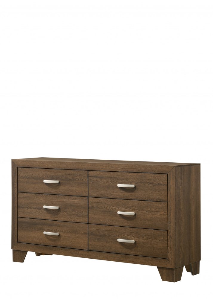 59" Natural Wood Six Drawer Double Dresser