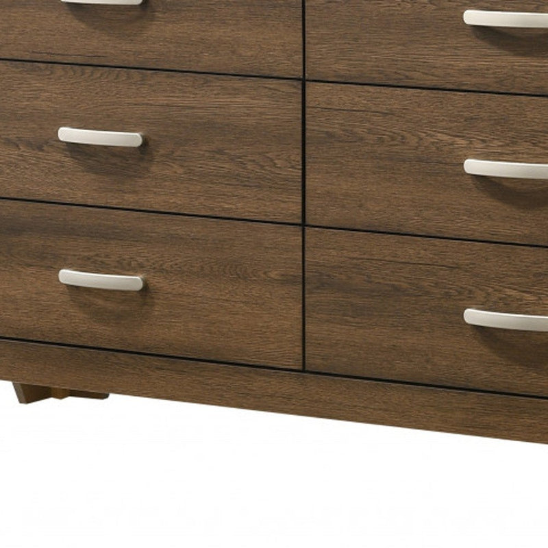 59" Natural Wood Six Drawer Double Dresser