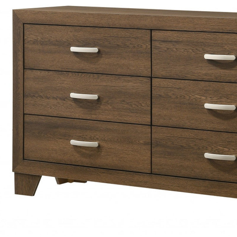 59" Natural Wood Six Drawer Double Dresser