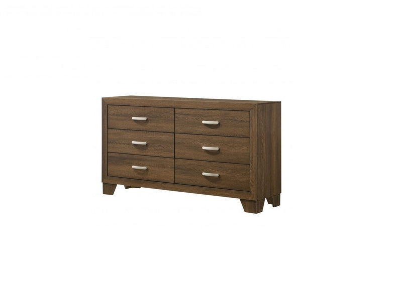 59" Natural Wood Six Drawer Double Dresser