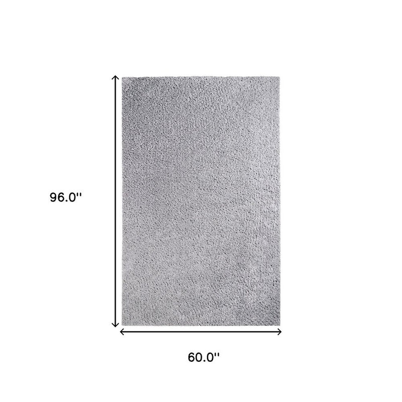 4' X 6' Silver Shag Handmade Area Rug