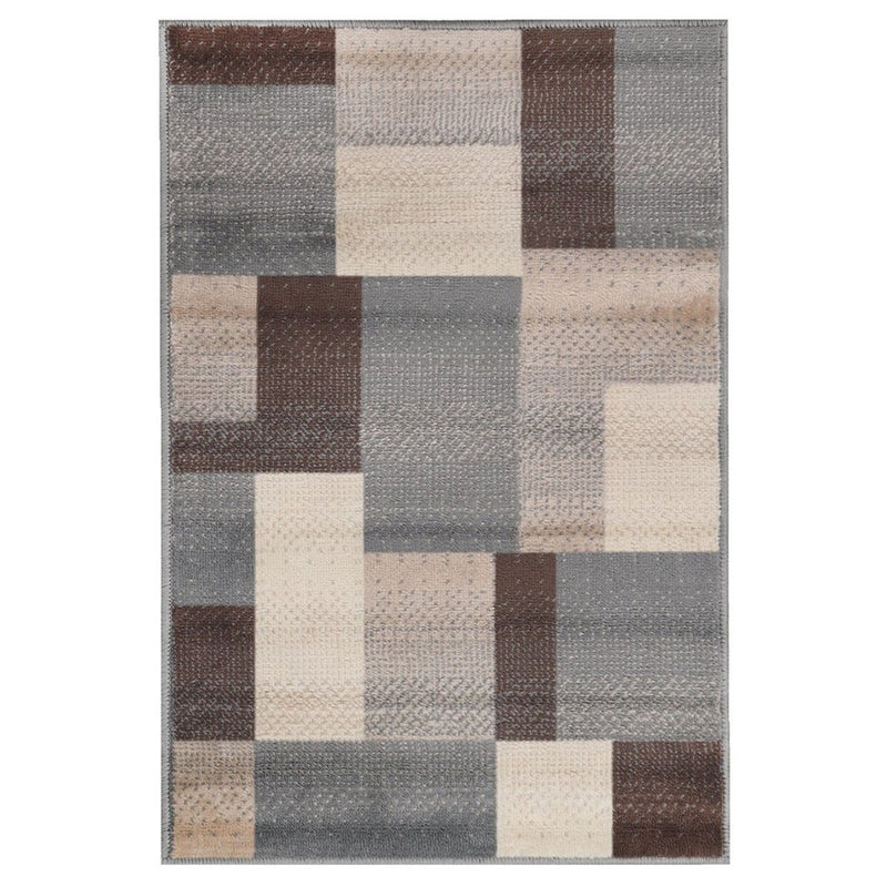 10' Gray Tan And Brown Patchwork Runner Rug