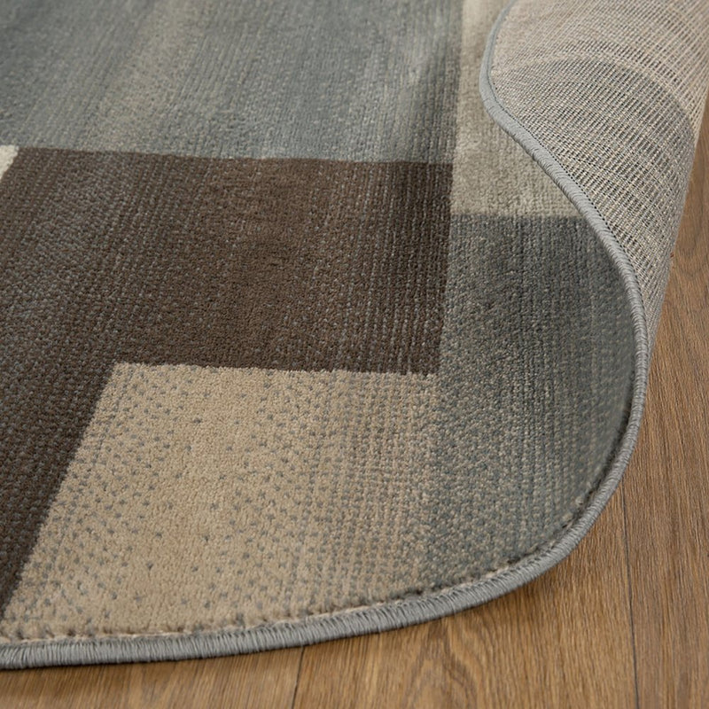 10' Gray Tan And Brown Patchwork Runner Rug