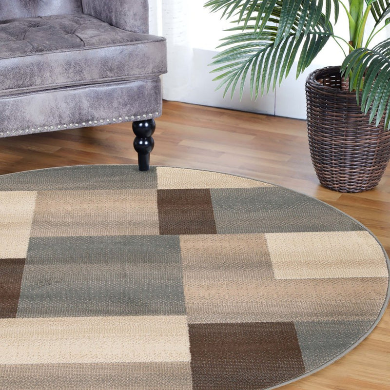 10' Gray Tan And Brown Patchwork Runner Rug
