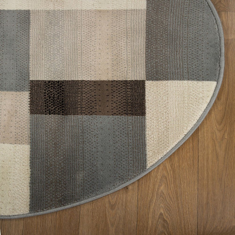 12' Gray Tan And Brown Patchwork Runner Rug