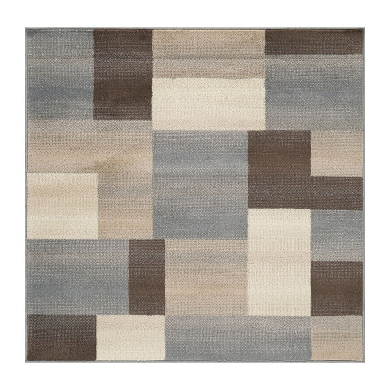10' Gray Tan And Brown Patchwork Runner Rug