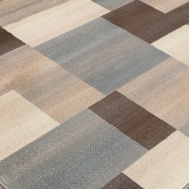 10' Gray Tan And Brown Patchwork Runner Rug