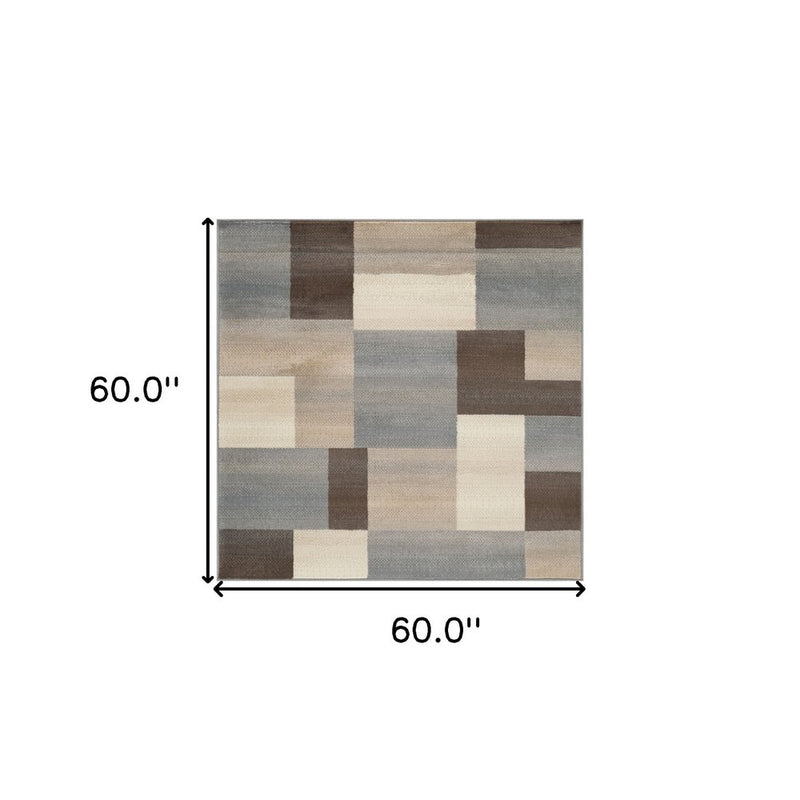 10' Gray Tan And Brown Patchwork Runner Rug