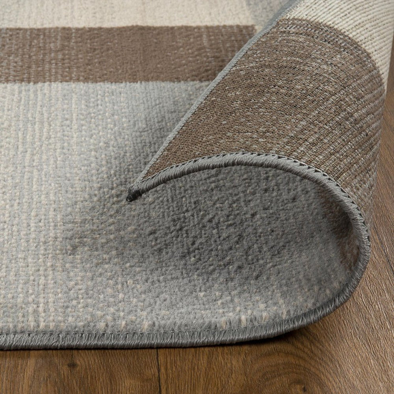 10' Gray Tan And Brown Patchwork Runner Rug