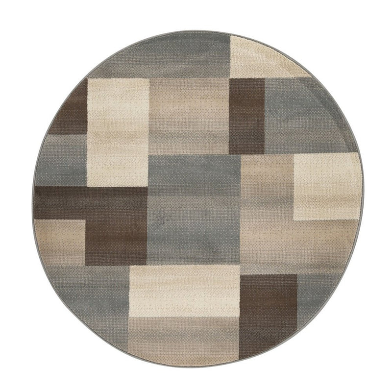 10' Gray Tan And Brown Patchwork Runner Rug