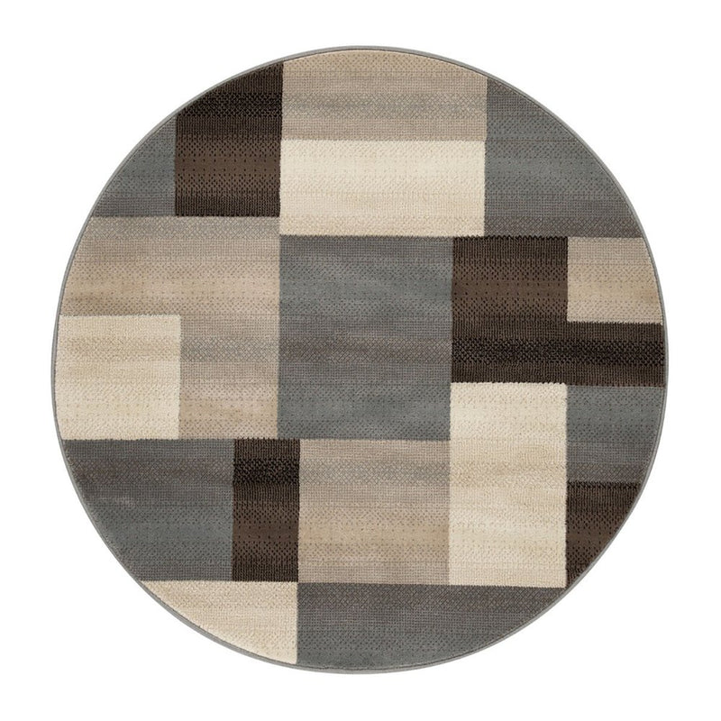 12' Gray Tan And Brown Patchwork Runner Rug