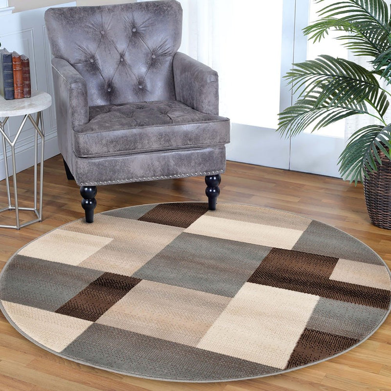 12' Gray Tan And Brown Patchwork Runner Rug