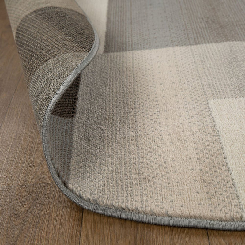 12' Gray Tan And Brown Patchwork Runner Rug
