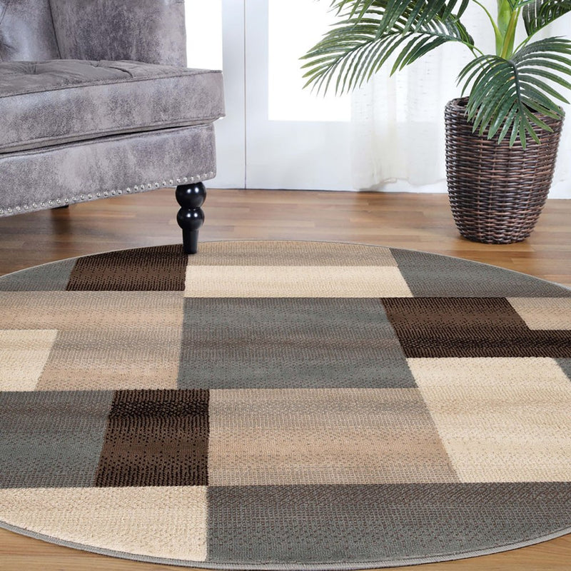 12' Gray Tan And Brown Patchwork Runner Rug