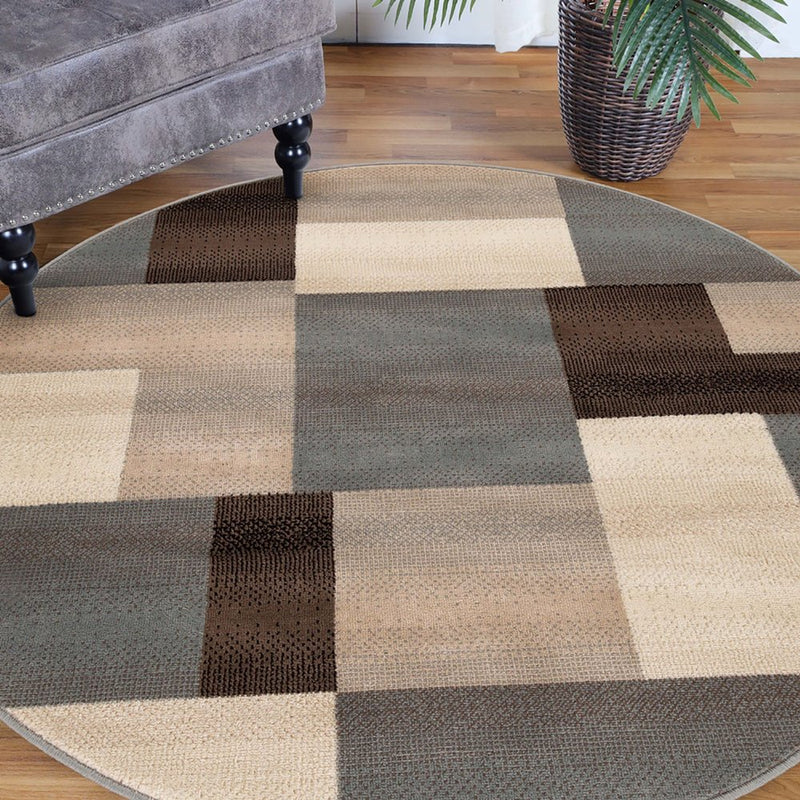 12' Gray Tan And Brown Patchwork Runner Rug