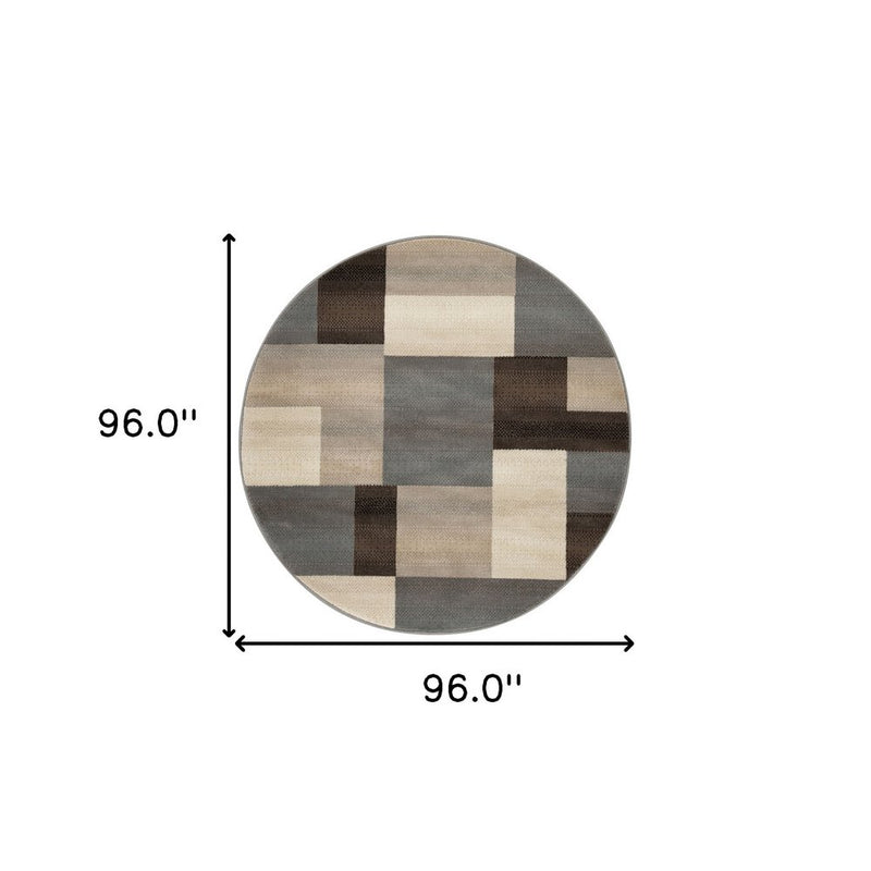 12' Gray Tan And Brown Patchwork Runner Rug