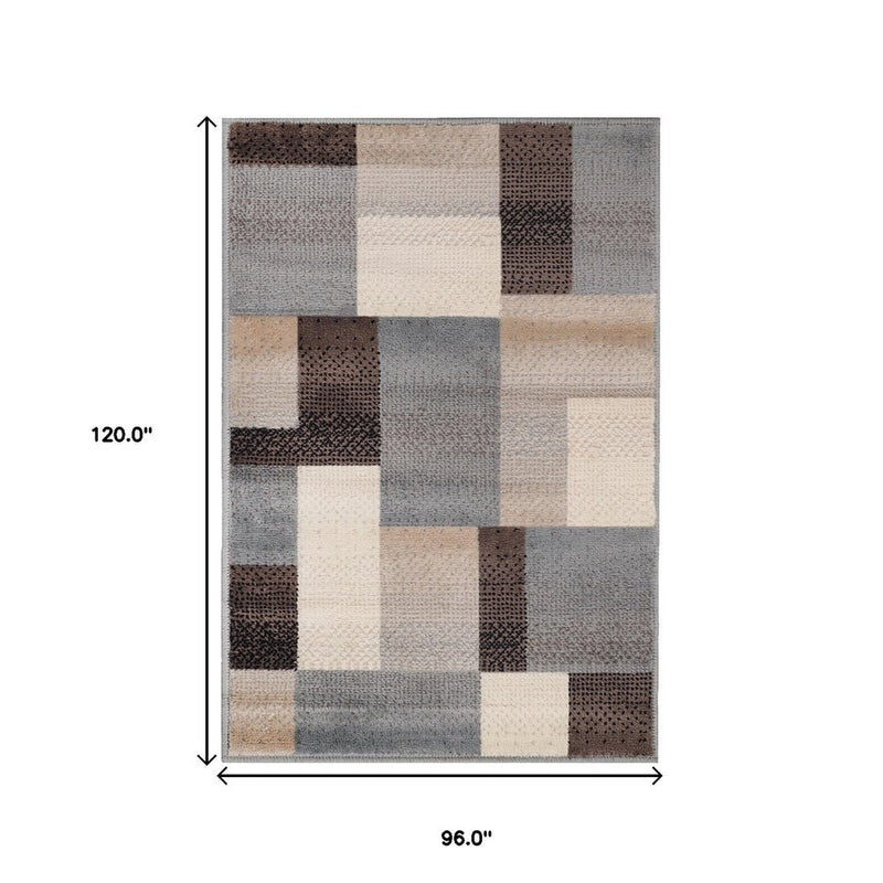 12' Gray Tan And Brown Patchwork Runner Rug