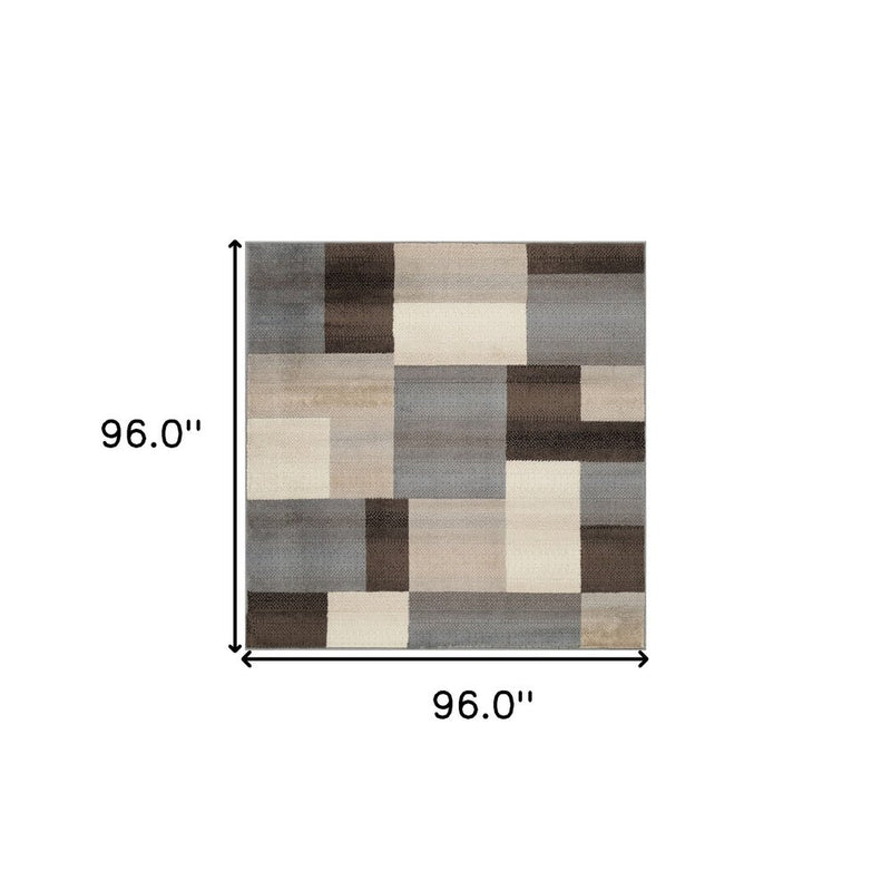 12' Gray Tan And Brown Patchwork Runner Rug