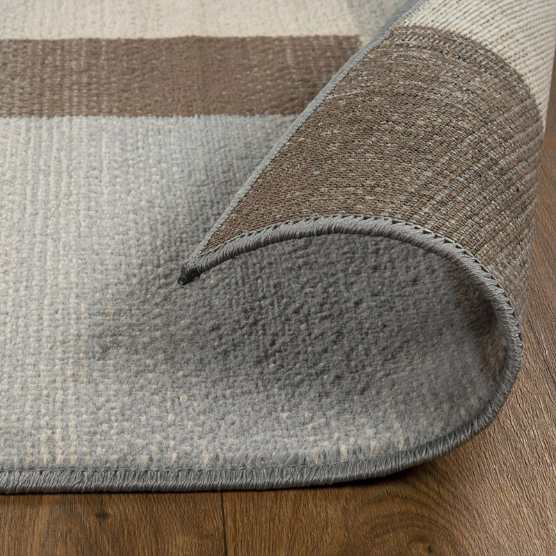 10' Gray Tan And Brown Patchwork Runner Rug