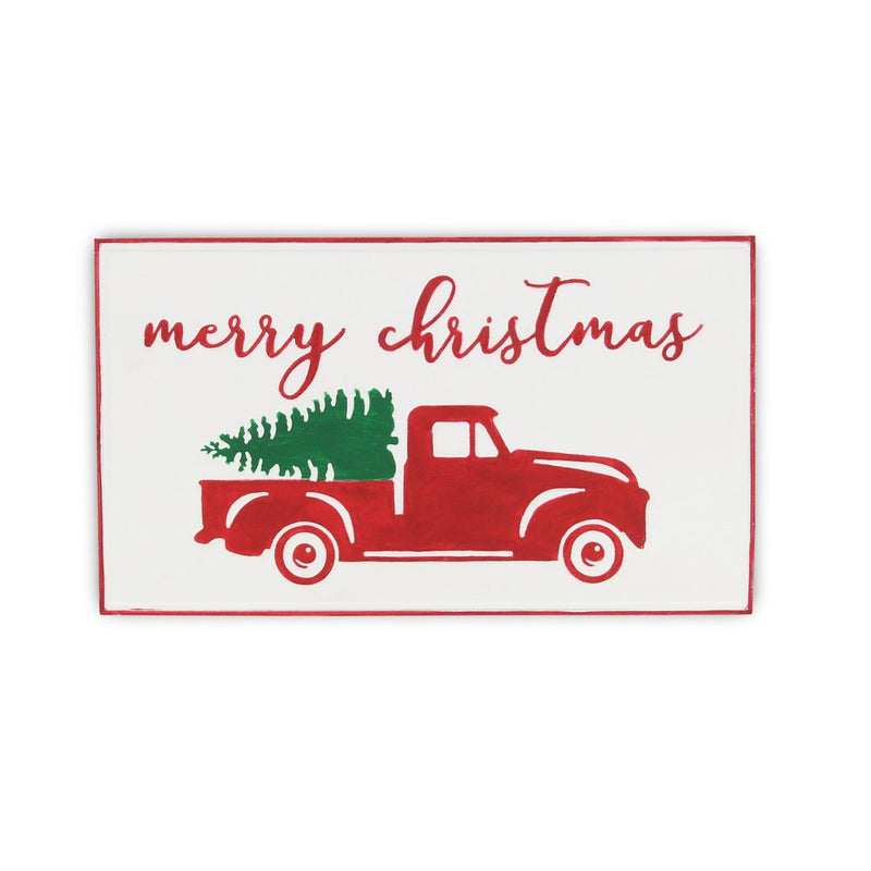 14" X 23" White and Red Handcrafted Merry Christmas Metal Wall Decor