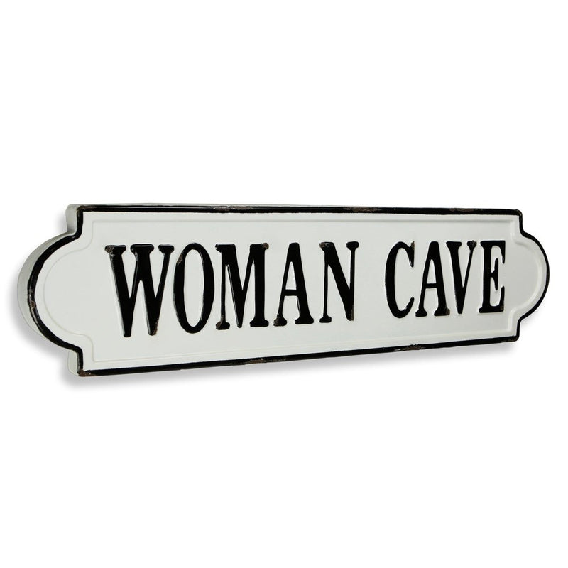 8" X 32" White and Black Woman Cave Metal Wall Decor