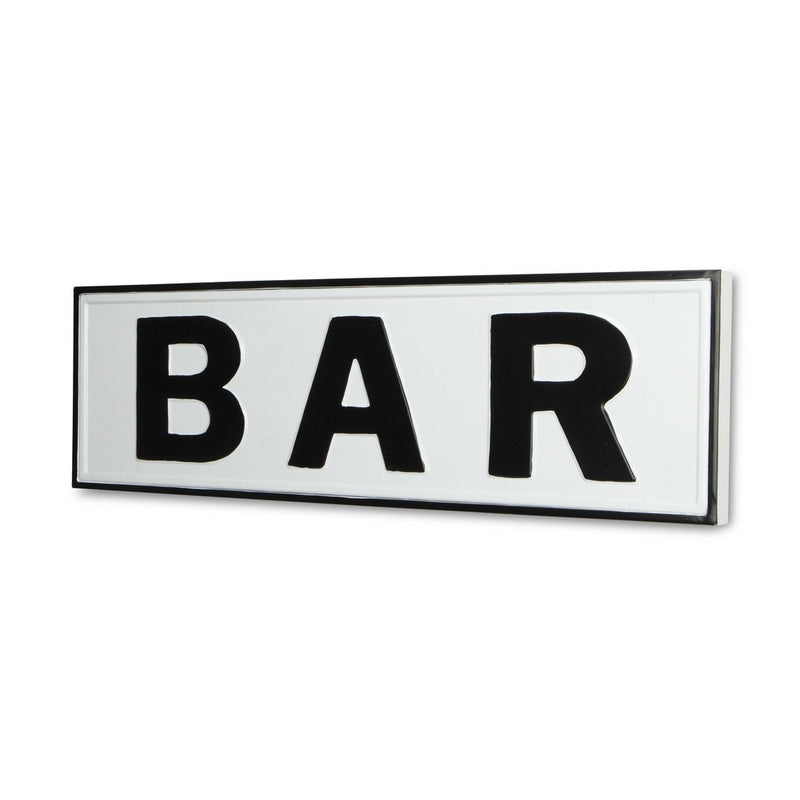 8" X 25" White and Black Handcrafted Bar Metal Wall Decor
