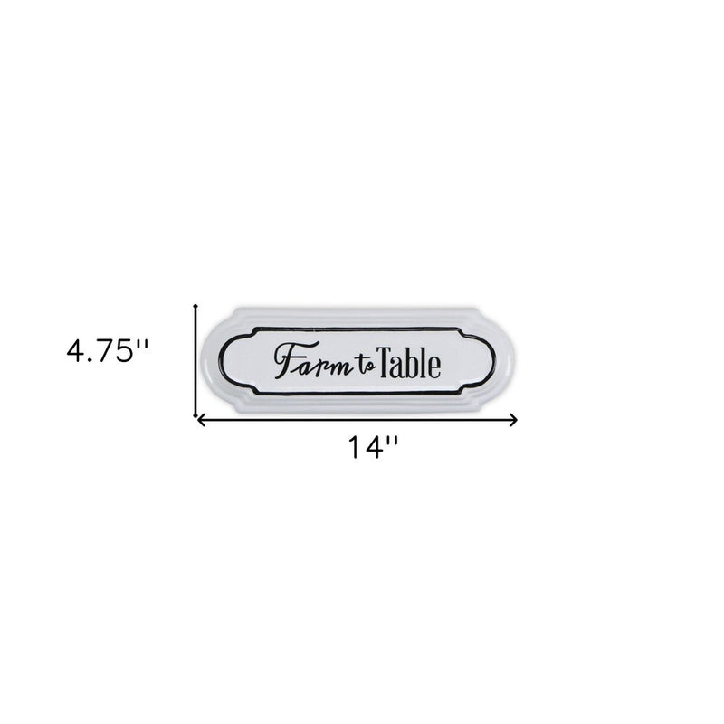 5" X 14" Black And White Farm To Table Metal Wall Decor