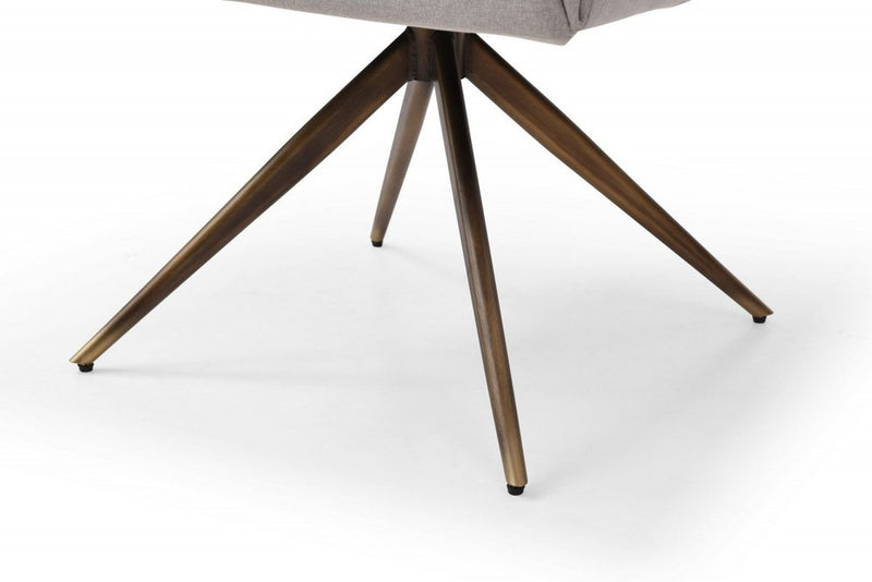 Light Gray And Brass Upholstered Fabric Dining Arm Chair