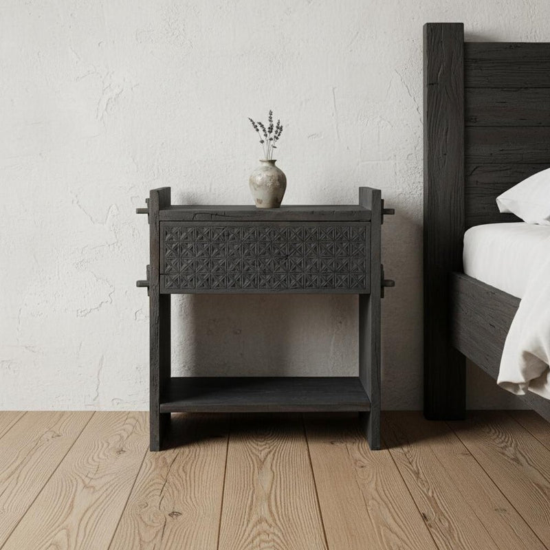 26" Dark Gray One Drawer Nightstand