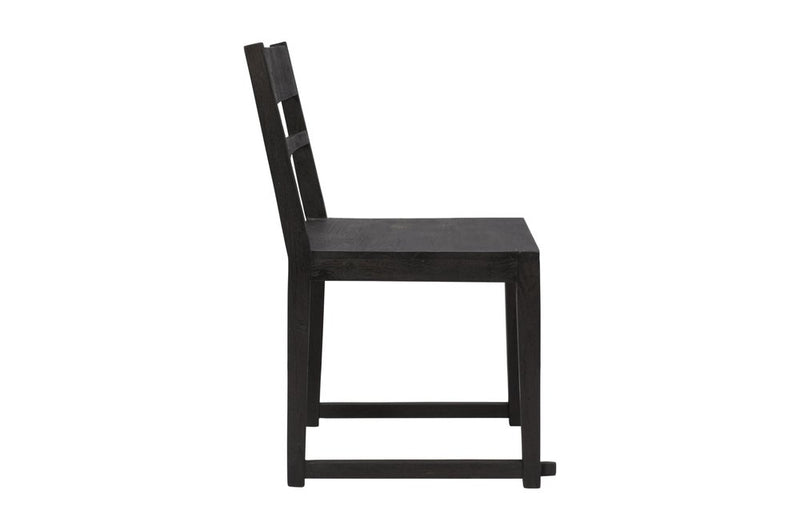 Set of Two Dark Gray Ladder Back Dining Side Chairs