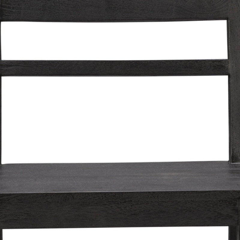 Set of Two Dark Gray Ladder Back Dining Side Chairs