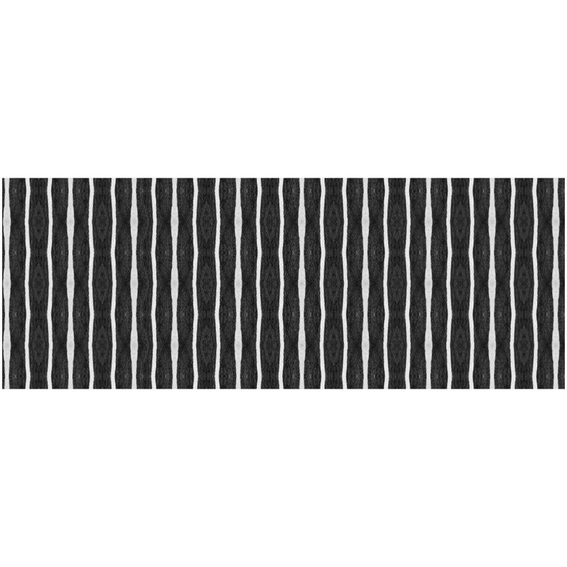 2' X 5' Black And White Modern Stripe Printed Vinyl Area Rug with UV Protection