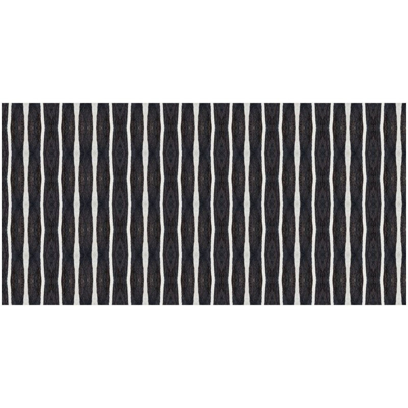 2' X 4' Black And White Modern Stripe Printed Vinyl Area Rug with UV Protection