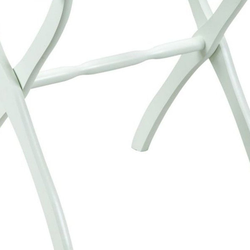 White Folding Luggage Rack With White Straps