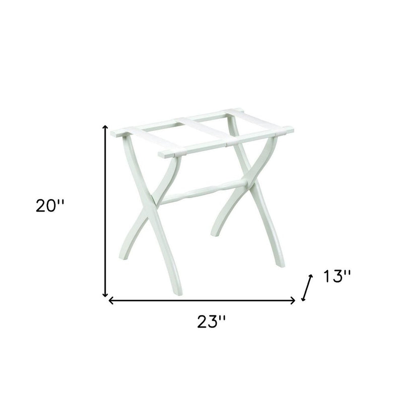 White Folding Luggage Rack With White Straps