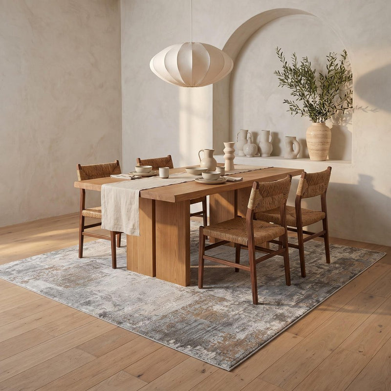 5' X 8' Beige Abstract Power Loom Stain Resistant Area Rug