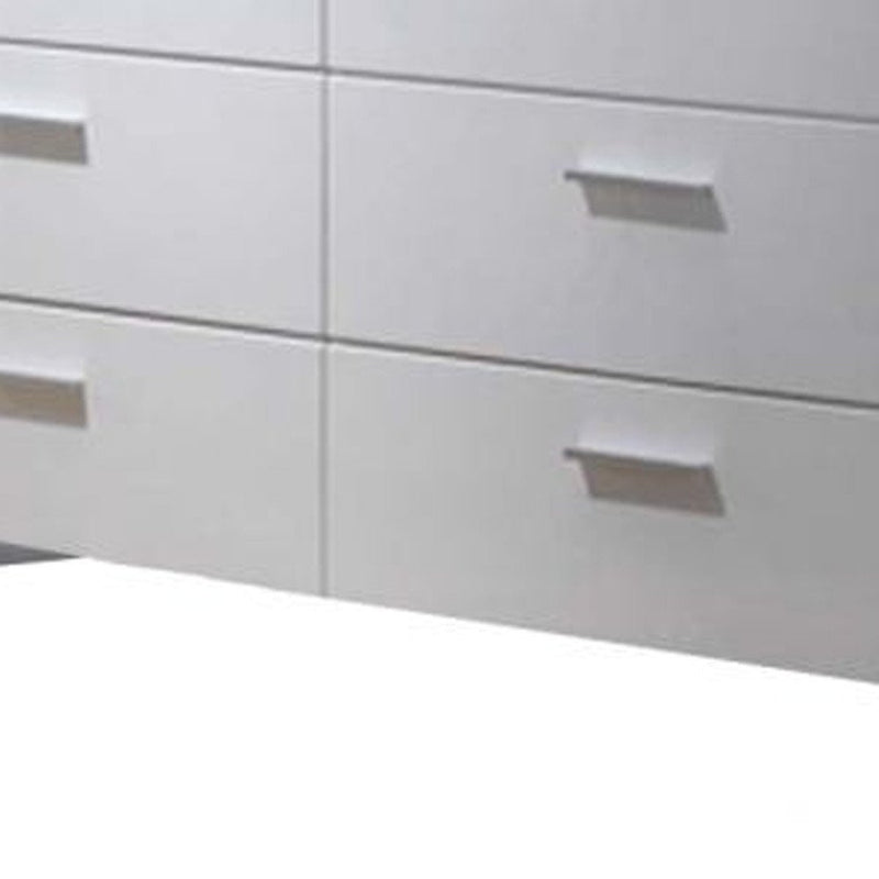 63" White Wood Six Drawer Double Dresser