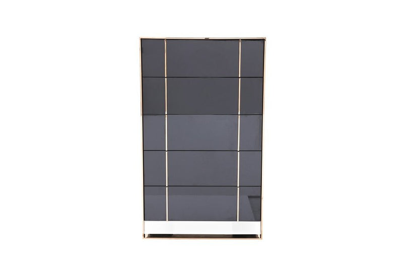 33" Black And Gold Wood Five Drawer Dresser