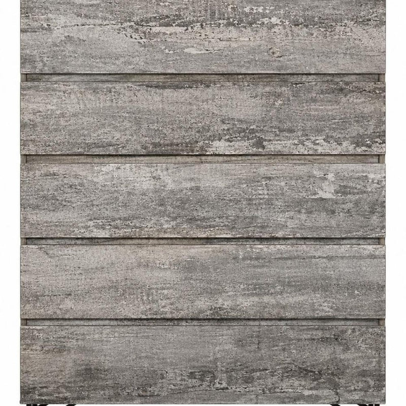 33" Gray Wood Five Drawer Dresser