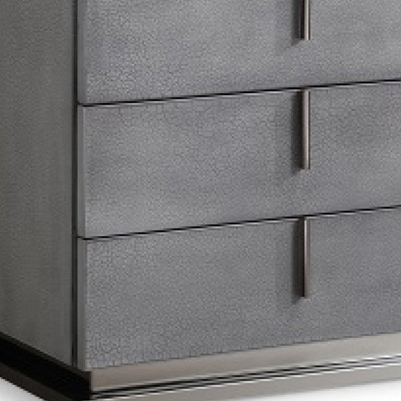 22" Gray Solid and Manufactured Wood Three Drawer Nightstand