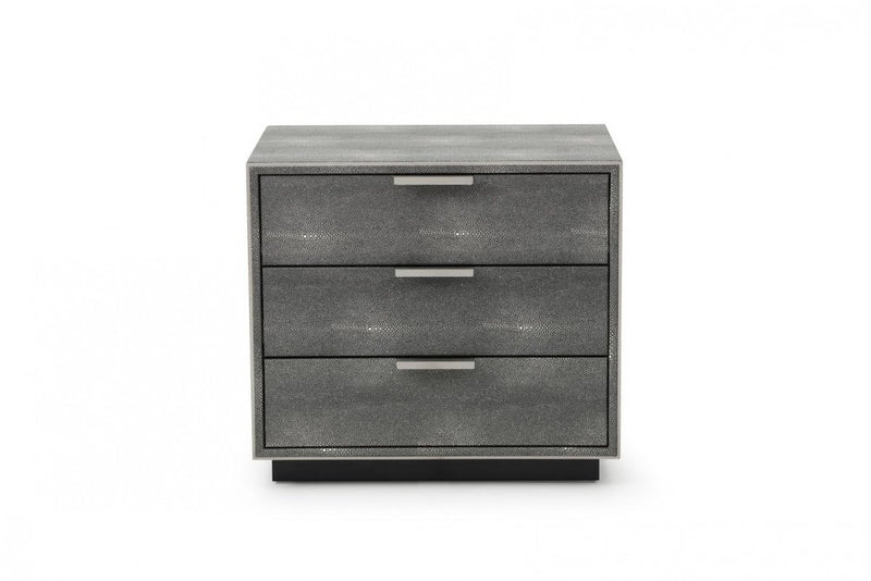 22" Gray Solid and Manufactured Wood Shagreen Three Drawer Nightstand